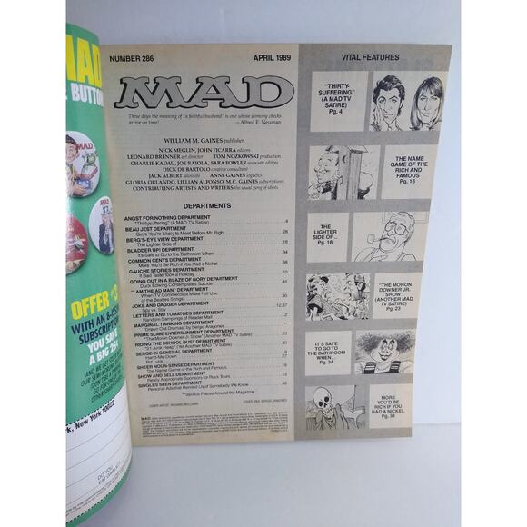 MAD #286 Mad Magazine Comic Book April 1989 30 Something Beatles 21 Jump Street - Picture 2 of 5